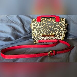 NWOT Betsey Johson Leopard Print Crossbody Bag with Red Accents
